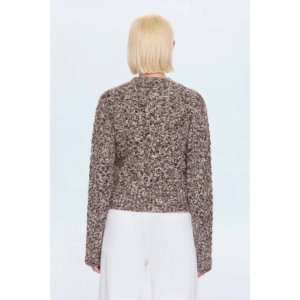 NEW PISTOLA quinn shrunken fisherman sweater in chocolate marl - Picture 4 of 6